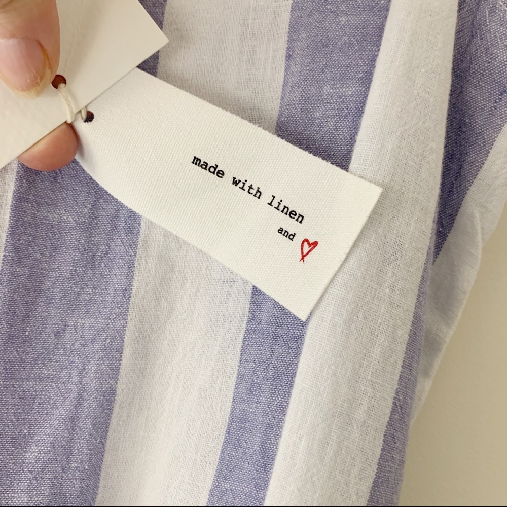 NWT BEACHLUNCHLOUNGE Striped Lennon Jumpsuit Blue White Linen Size Small - Picture 11 of 11